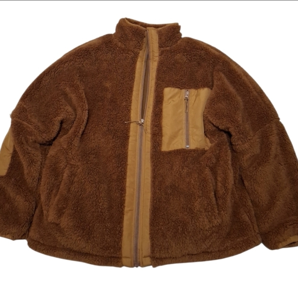 Brown Fleece Sherpa Teddy Jacket BTFBM Size S NWT
